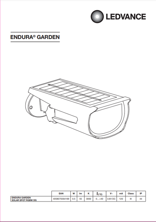 ENDURA Garden Solar Spot Wall + Spike RGB + W 0,50 Вт DG IP44 Садовый светильник на солнечных батареях Регулировка цвета LEDVANCE фото 3