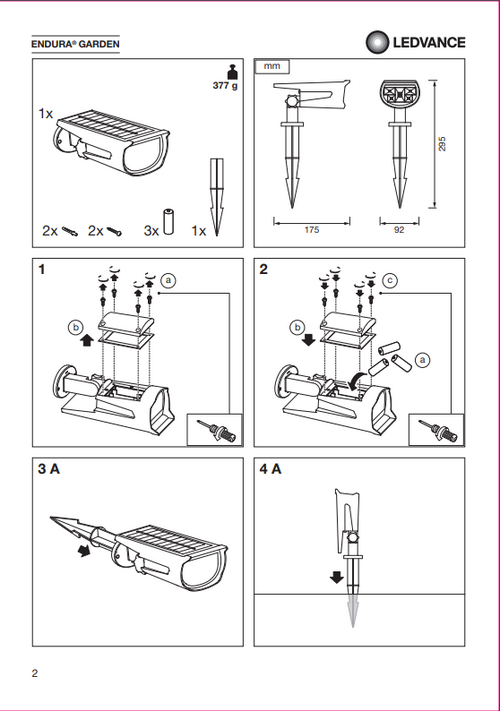 ENDURA Garden Solar Spot Wall + Spike RGB + W 0,50 Вт DG IP44 Садовый светильник на солнечных батареях Регулировка цвета LEDVANCE фото 4