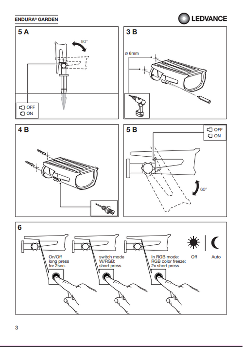 ENDURA Garden Solar Spot Wall + Spike RGB + W 0,50 Вт DG IP44 Садовый светильник на солнечных батареях Регулировка цвета LEDVANCE фото 5