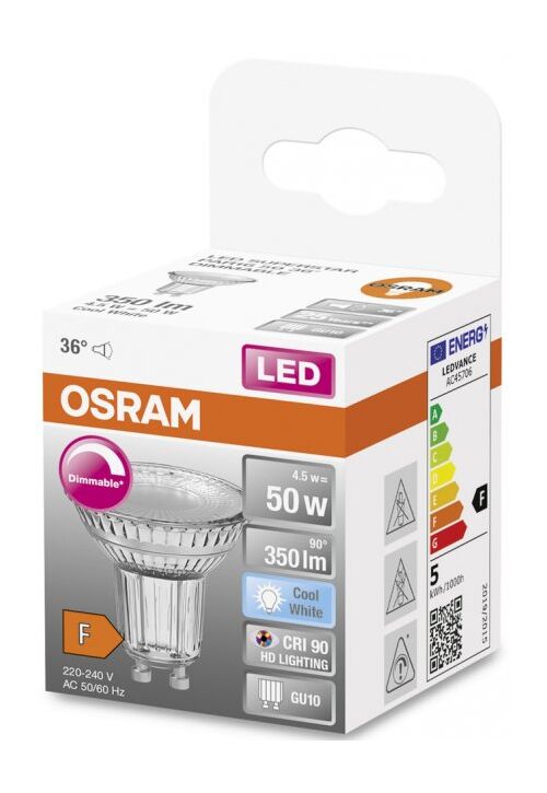 LED Superstar PAR 16 50 36° DIM 4.5W 940 4000K 350Lm 230V GU10 Светодиодная лампа с рефлектором Osram