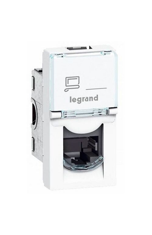 Механізм розетки комп'ютерної RJ 45 UTP кат.5 1 мод. білий Mosaic