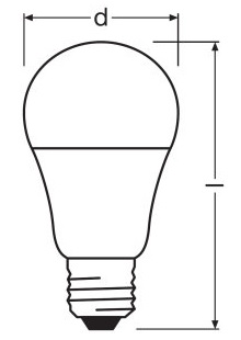 Габаритный размер Светодиодной лампы LED VALUE CLASSIC A 75 11,5W/840 230V FR E27 : электромаркет интернет-магазин ELMAR Украина Габаритный размер Светодиодной лампы LED VALUE CLASSIC A 75 11,5W/840 230V FR E27 : электромаркет интернет-магазин ELMAR Украина