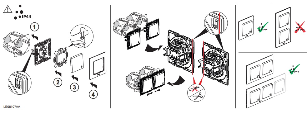 Монтаж Розетки 2К+З с шторками IP44 Белый Valena LIFE : электромаркет интернет-магазин ELMAR Украина Монтаж Розетки 2К+З с шторками IP44 Белый Valena LIFE : электромаркет интернет-магазин ELMAR Украина