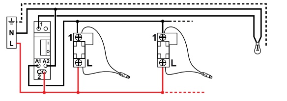 Схема подключения Выключателя без фиксации (кнопки) 6 A - 250 В Forix (Quteo) (белый) : электромаркет интернет-магазин ELMAR Украина