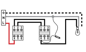 Схема покдлючения Проходного переключателя одноклавишного 10А IP44 Legrand Forix (Quteo) (белый) : электромаркет интернет-магазин ELMAR Украина