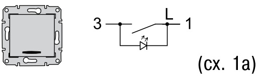 Схема подключения Выключателя одноклавишного с подсветкой (сх.1) (белый) SEDNA Schneider Electric SDN1400121 : электромаркет интернет-магазин ELMAR Украина