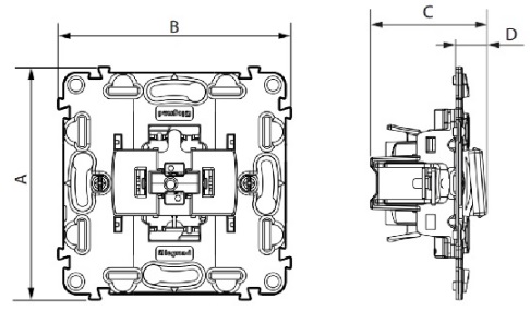 Габаритный размер 752005 Механизма - выключателя 2-клавишного 10 АХ 250В авт.клеммы Valena IN MATIC : Купить электротовары предлагает Электромаркет Elmar Украина