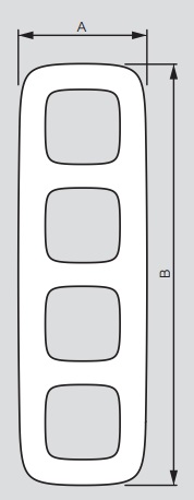 Габаритный размер Рамки 4 поста Алюминий Valena Allure : электромаркет интернет-магазин ELMAR Украина Габаритный размер Рамки 4 поста Алюминий Valena Allure : электромаркет интернет-магазин ELMAR Украина