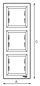 Габаритный размер Рамки 3 местной вертикальной EPH5810371 Asfora Антрацит : электромаркет интернет-магазин ELMAR Украина Габаритный размер Рамки 3 местной вертикальной EPH5810371 Asfora Антрацит : электромаркет интернет-магазин ELMAR Украина